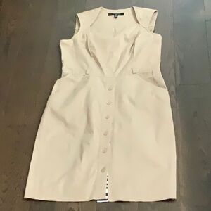 Nine West White Sleeveless Sheath Dress V-neck Midi